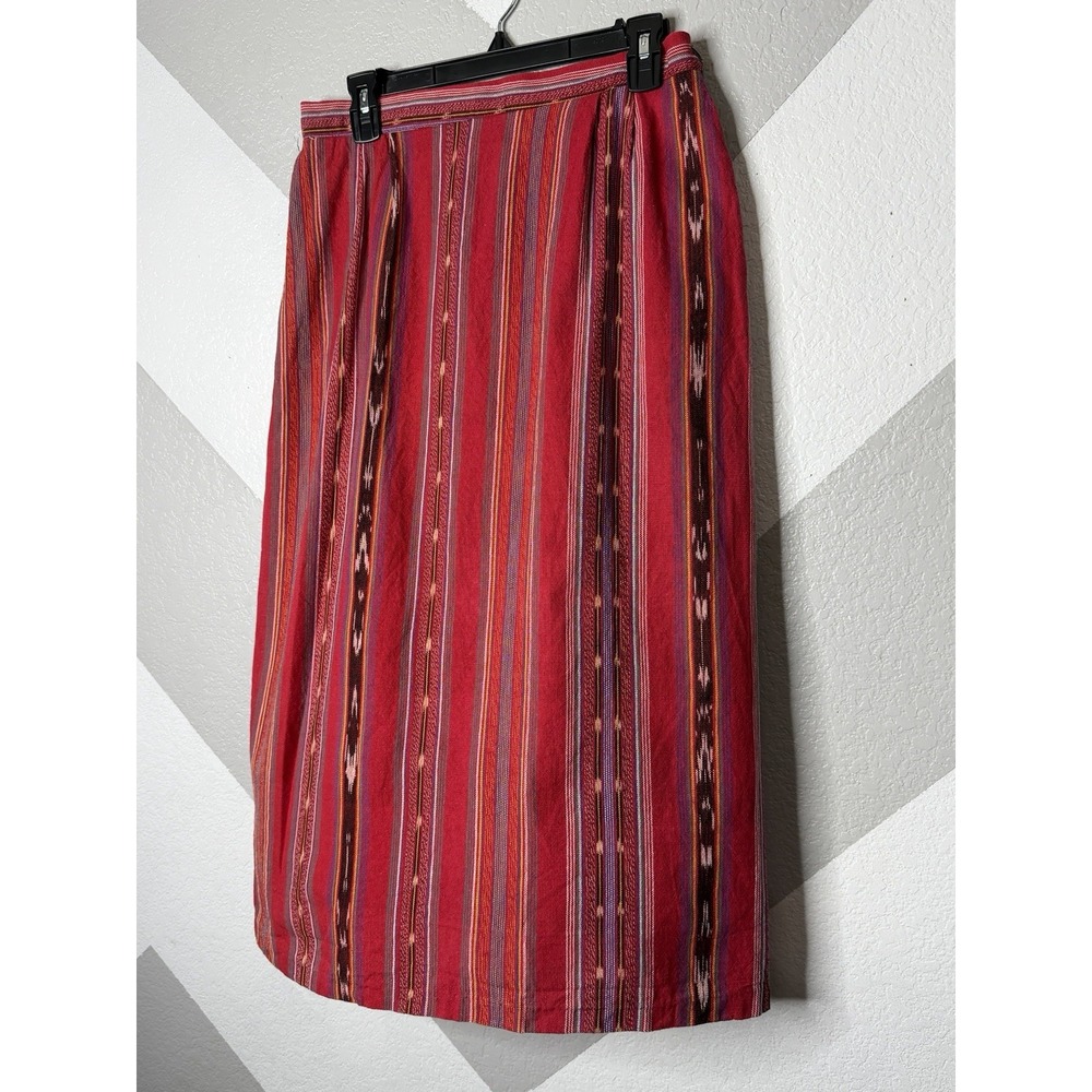 Boske River Ltd Women's Red Native Woven Cotton Skirt Made USA Size M 30" Waist - Picture 3 of 14